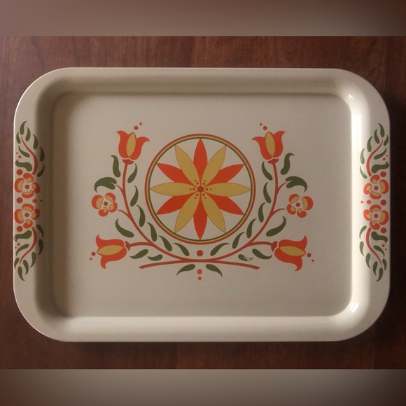 MCM Folk-art Metal Serving Tray - Picture 1 of 3